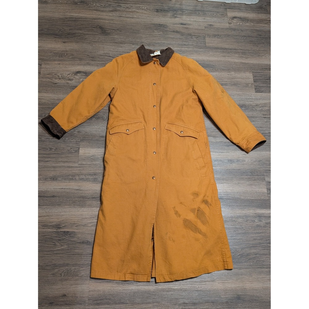 L.L. Bean Womens Small Vintage Made in USA Canvas Long Barn Coat Brown AQ41 - Picture 6 of 13